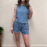 WISHLIST Denim Tank Top in blue - women's tank top - view 4