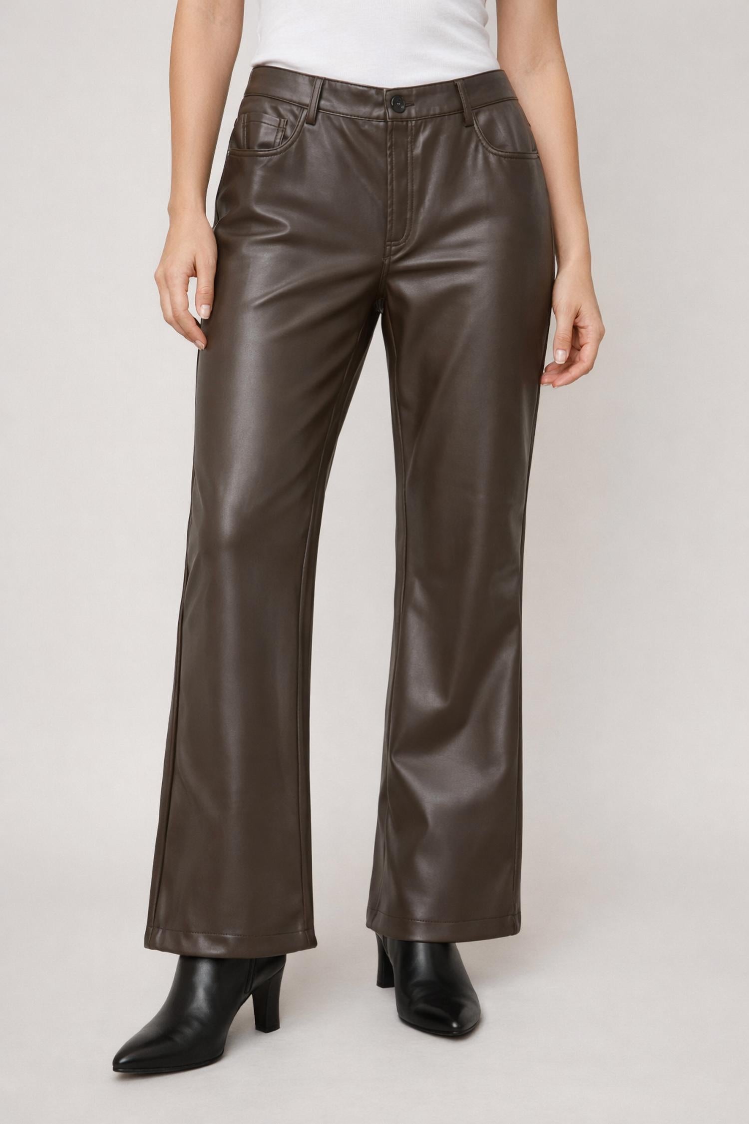 Boho Chic Vegan Leather Pants in brown - women's pants