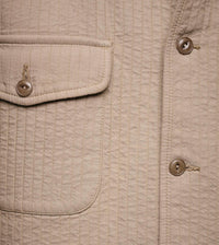 Merz b. Schwanen Padded Cotton Long Sleeve Overshirt in dusted khaki - men's shirt - detail view