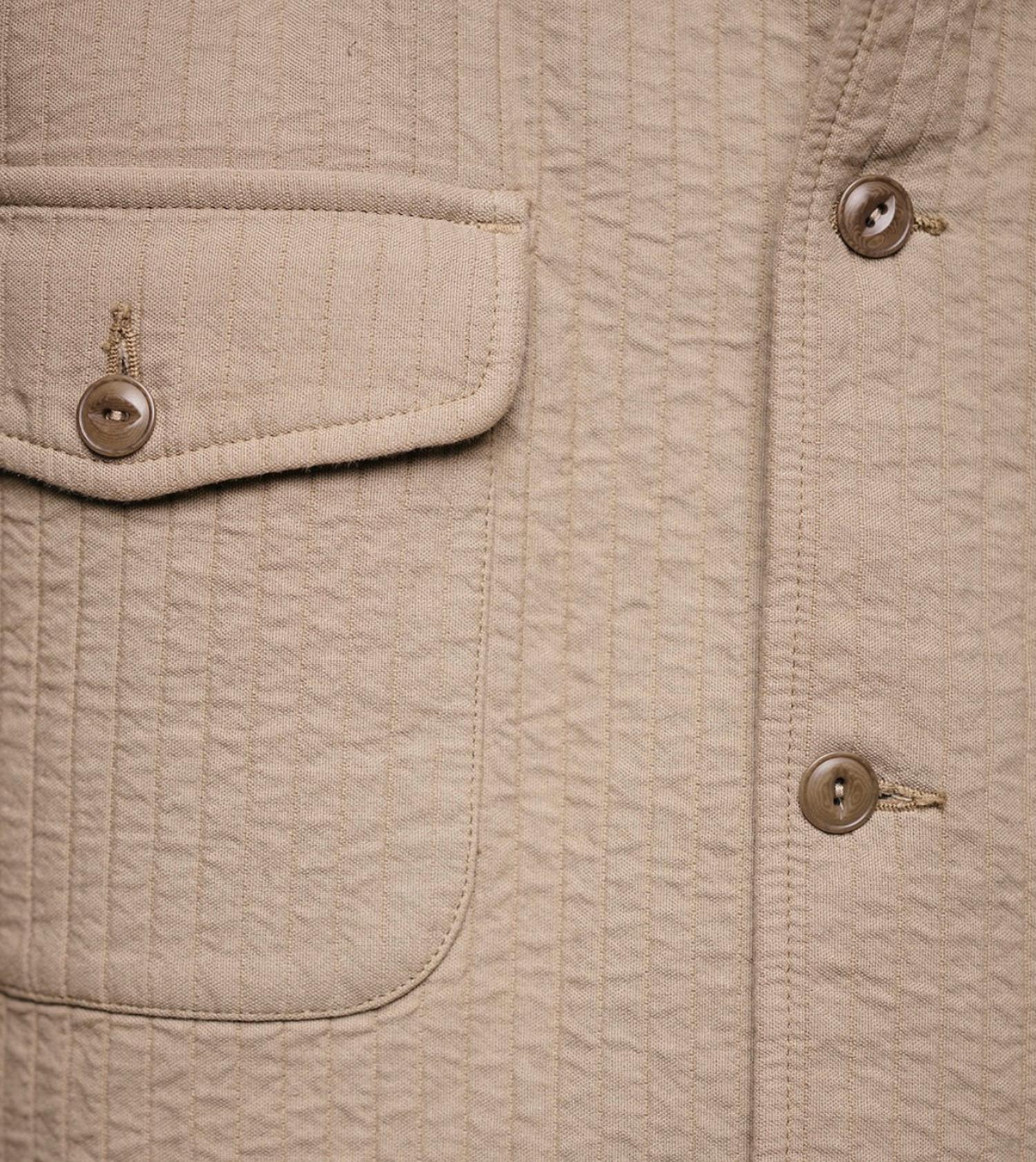 Merz b. Schwanen Padded Cotton Long Sleeve Overshirt in dusted khaki - men's shirt - detail view