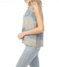 Charlie B - Ruffle Collar Printed Sleeveless Top