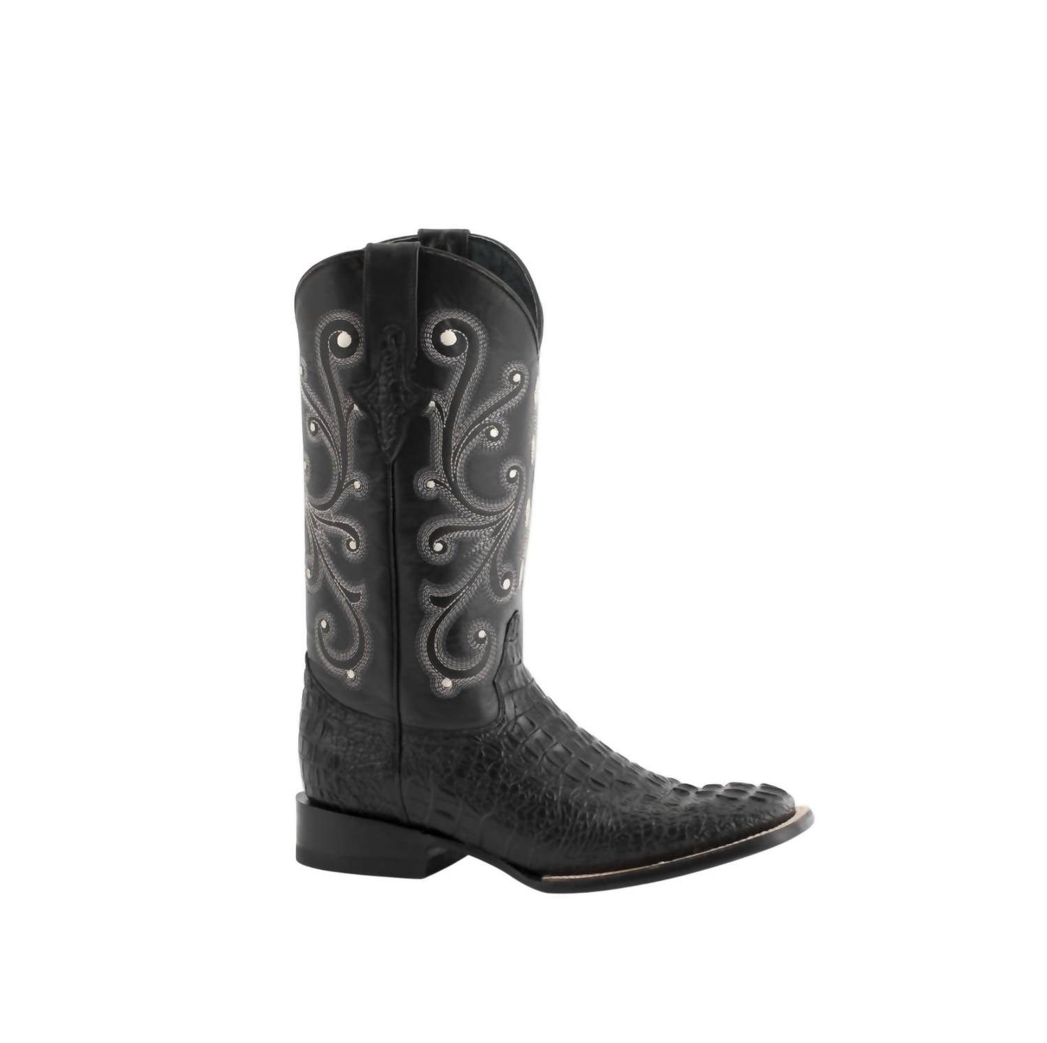 Ferrini Men's Caiman Crocodile-print Western Boots in black - men's boots