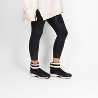 All Black - Women's Stripey Sock Bootie