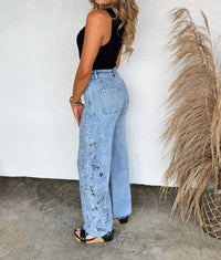Blakeley - Floral Charm Wide Leg Jeans