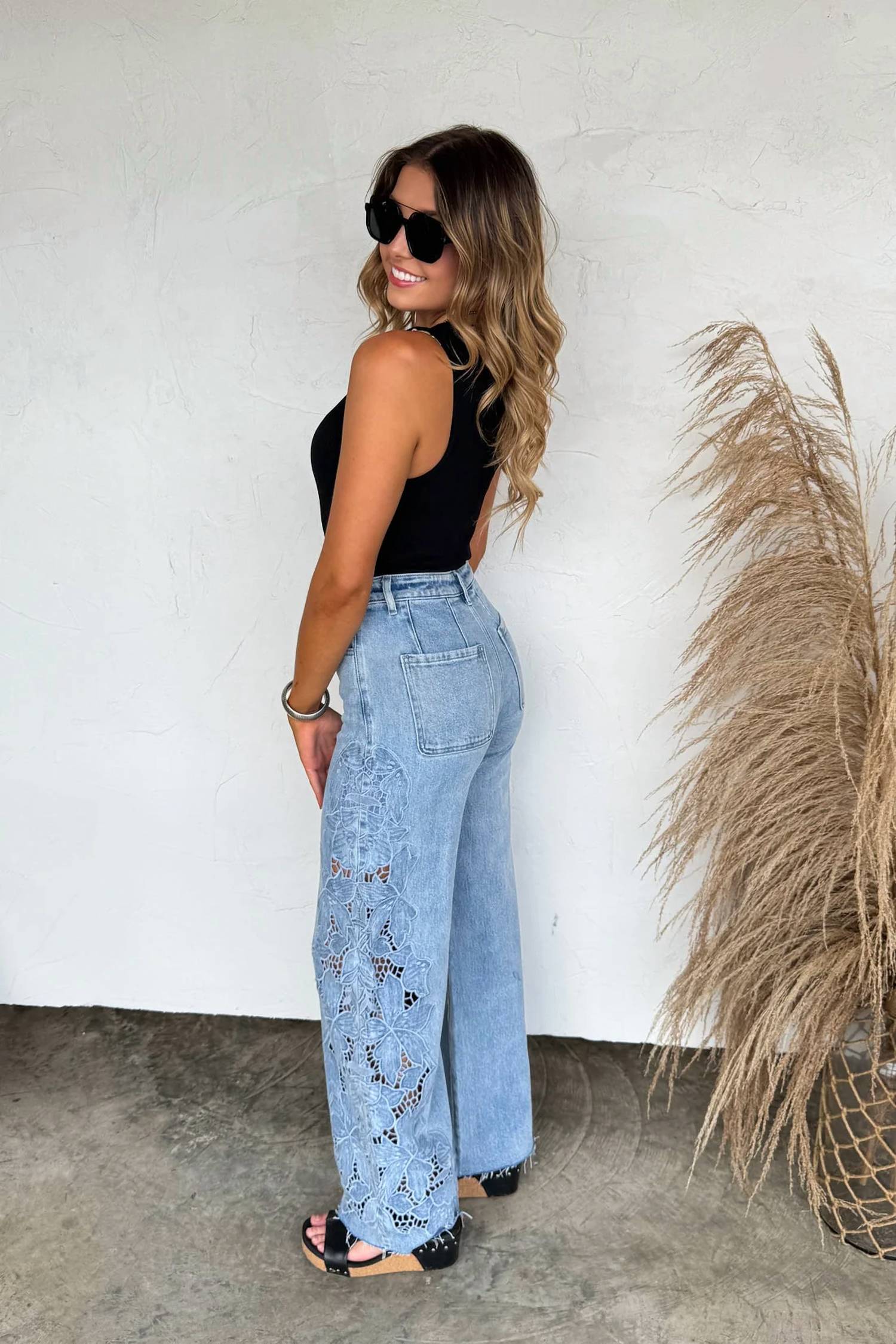 Blakeley - Floral Charm Wide Leg Jeans