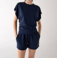Elle Grey - Side Ruching Short Sleeve Top