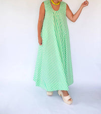 Karlie - Seersucker Stripe Scoop Maxi Dress