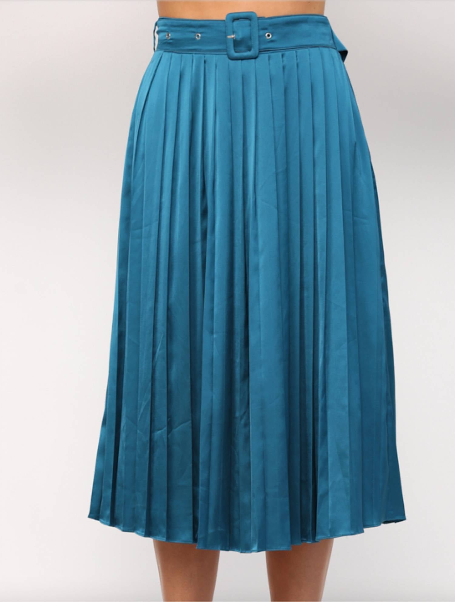 Fate - Satin Pleated Midi Skirt