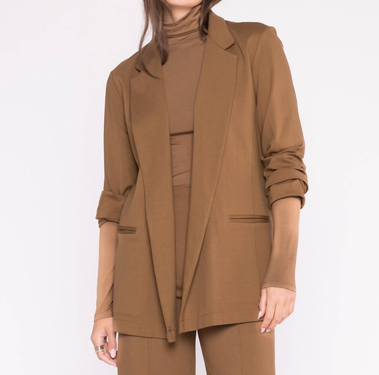 RIPLEY RADER Ponte Knit Oversized Blazer in camel - women's jacket