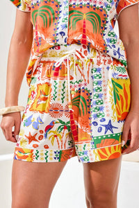 Tribal - Lightweight Crosshatch Flowy Elastic Waist Shorts