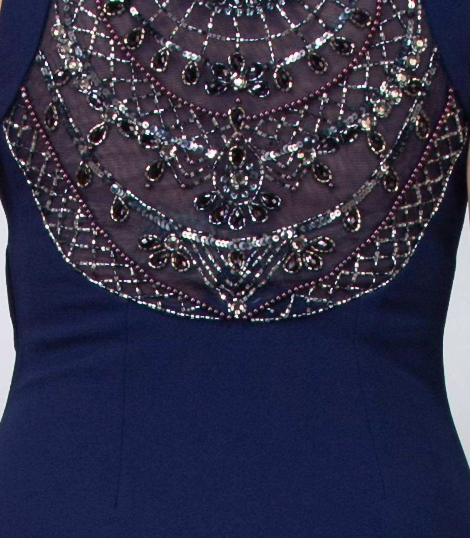 Aidan Mattox - Beaded Sequin Rhinestone Back Stretch Crepe Dress