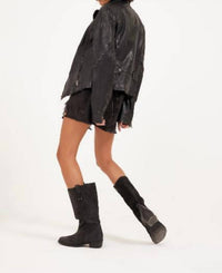 MAURITIUS Else Leather Jacket in black - women's jacket - detail view
