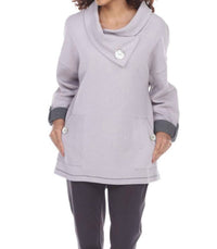 Neon Buddha - Button Neck Oversized Tunic Top