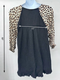 Umgee - Women's Sleeve Leopard Linen Blend Tunic Top