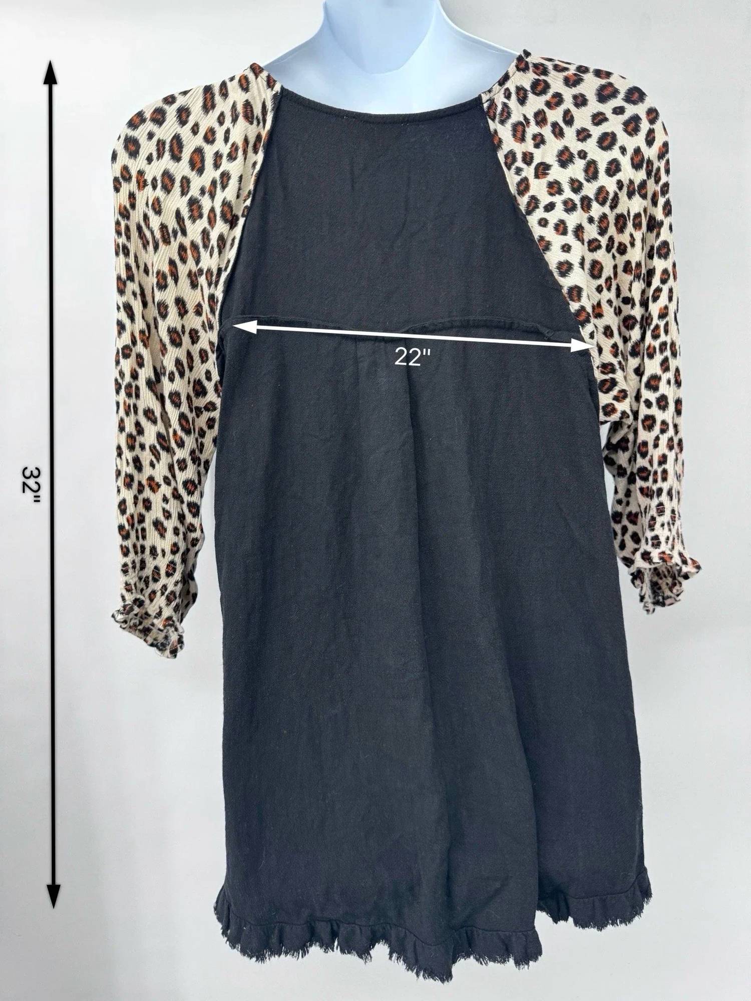 Umgee - Women's Sleeve Leopard Linen Blend Tunic Top