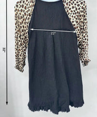 Umgee - Women's Sleeve Leopard Linen Blend Tunic Top