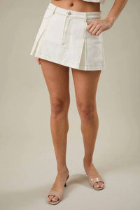 Le Lis - Contrast Stitch Pleated Mini-skort