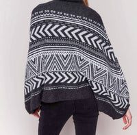 Charlie B - Geometric Jacquard Cowl-neck Poncho