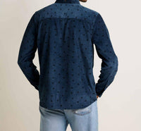 TOAD&CO Cascadia Cord Long Sleeve Shirt in midnight geo print - men's shirt - detail view