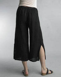 Tempo Paris - Linen Cropped Pants With Side Slits