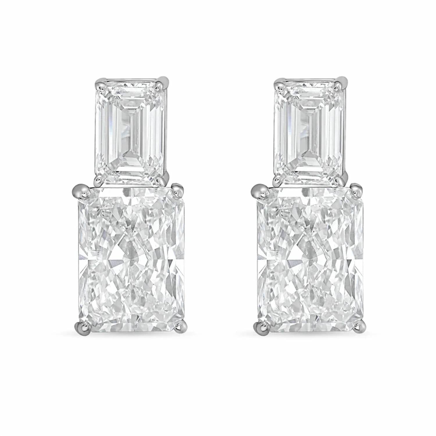 Diana M Jewels - Women's Emerald Lab-Grown Diamond Stud Earrings (10.00 Ct TCW) - Bold