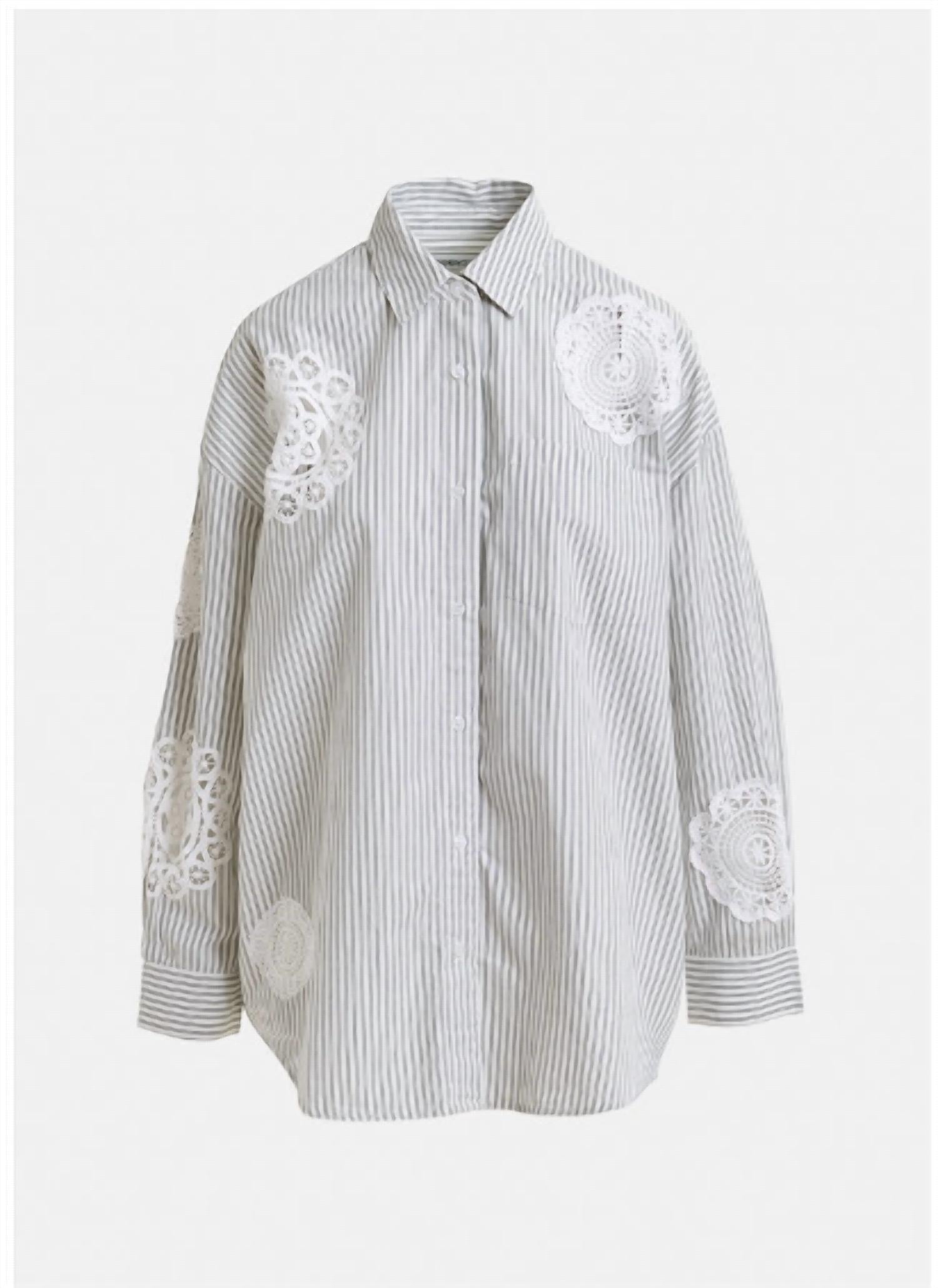 ESSENTIEL ANTWERP Women's Identical Lace Applique Shirt in white - women's blouse