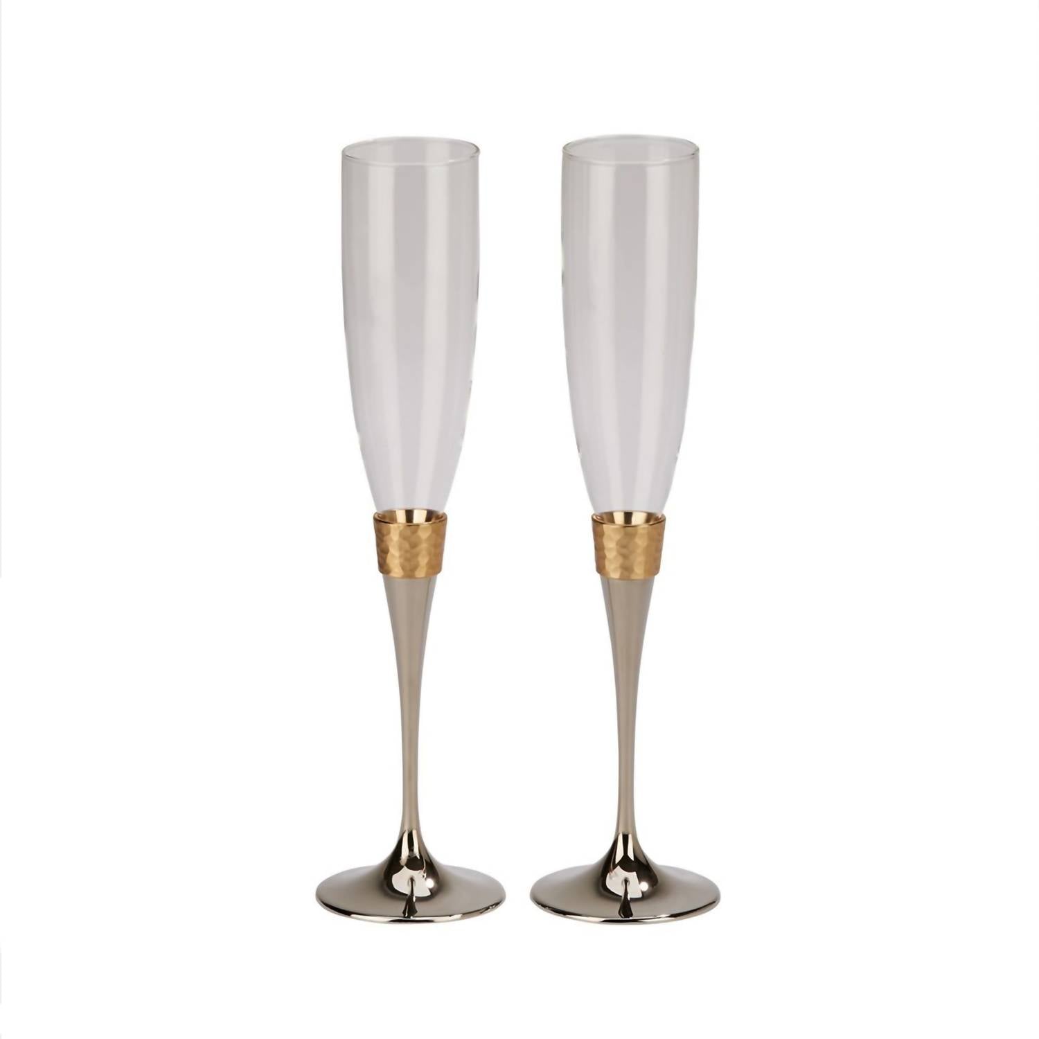 Creative Gifts International - Hammered Band Champagne Flutes Set