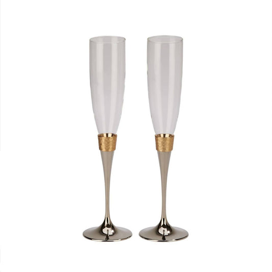 Creative Gifts International - Hammered Band Champagne Flutes Set