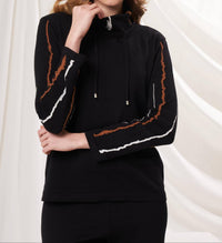 Angel Apparel Cowl Neck Knit Top in black multi - women's sweater