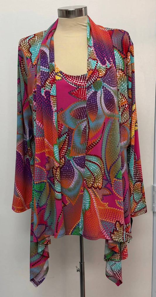 Clara Sun Woo - Women's Open Front Cardigan And Matching Tank Top Set