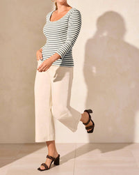 Tribal - 3/4 Sleeve Wide Crew Neck Top