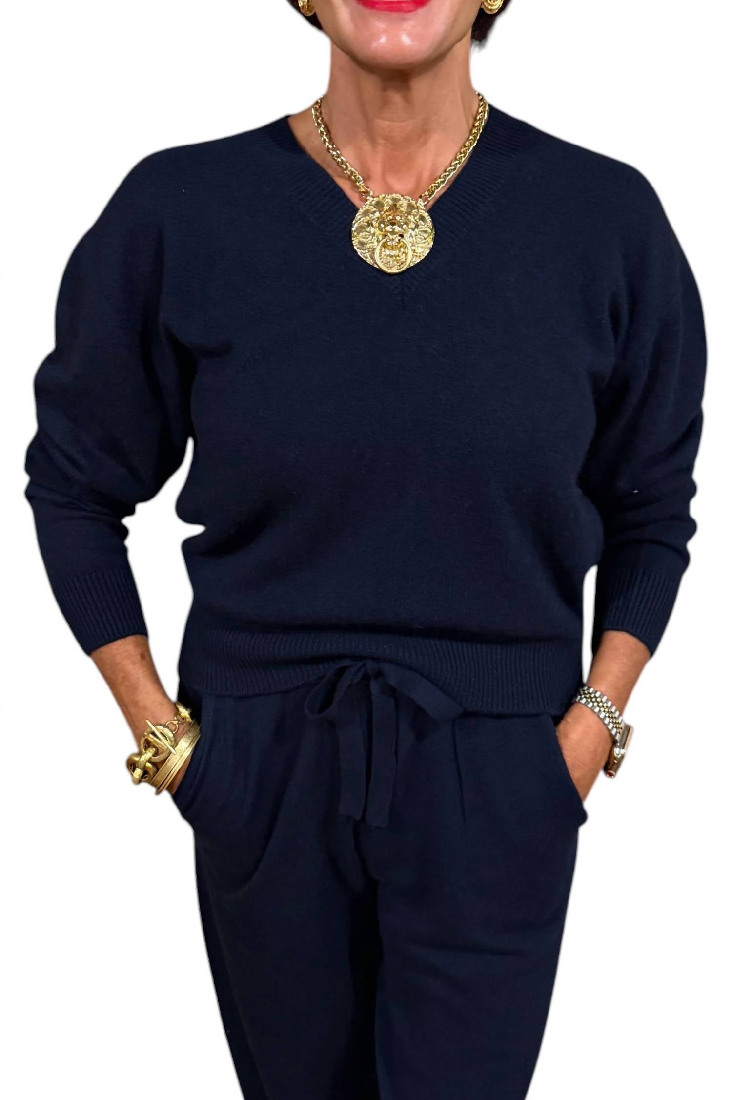 White + Warren - Cashmere Easy Vee Top