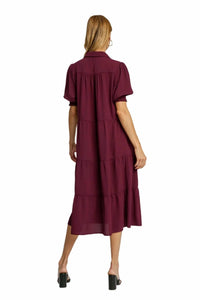 Umgee - Tiered Cuffed Sleeve Dress