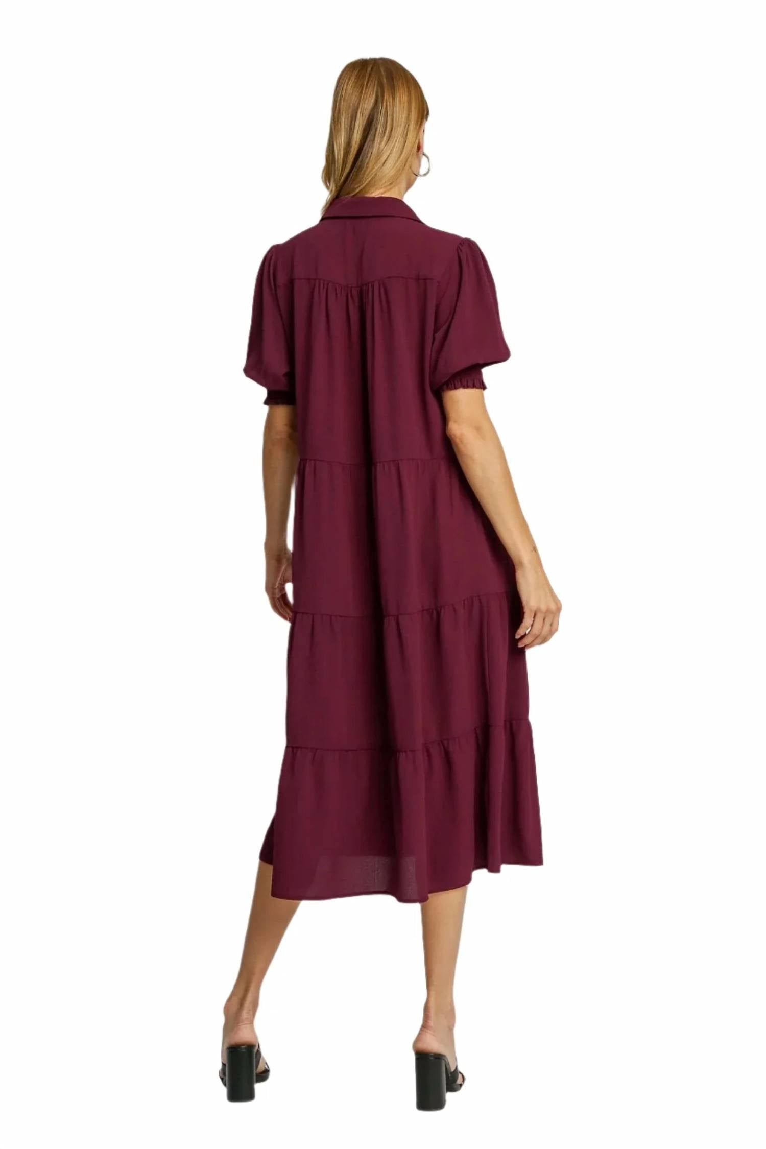 Umgee - Tiered Cuffed Sleeve Dress