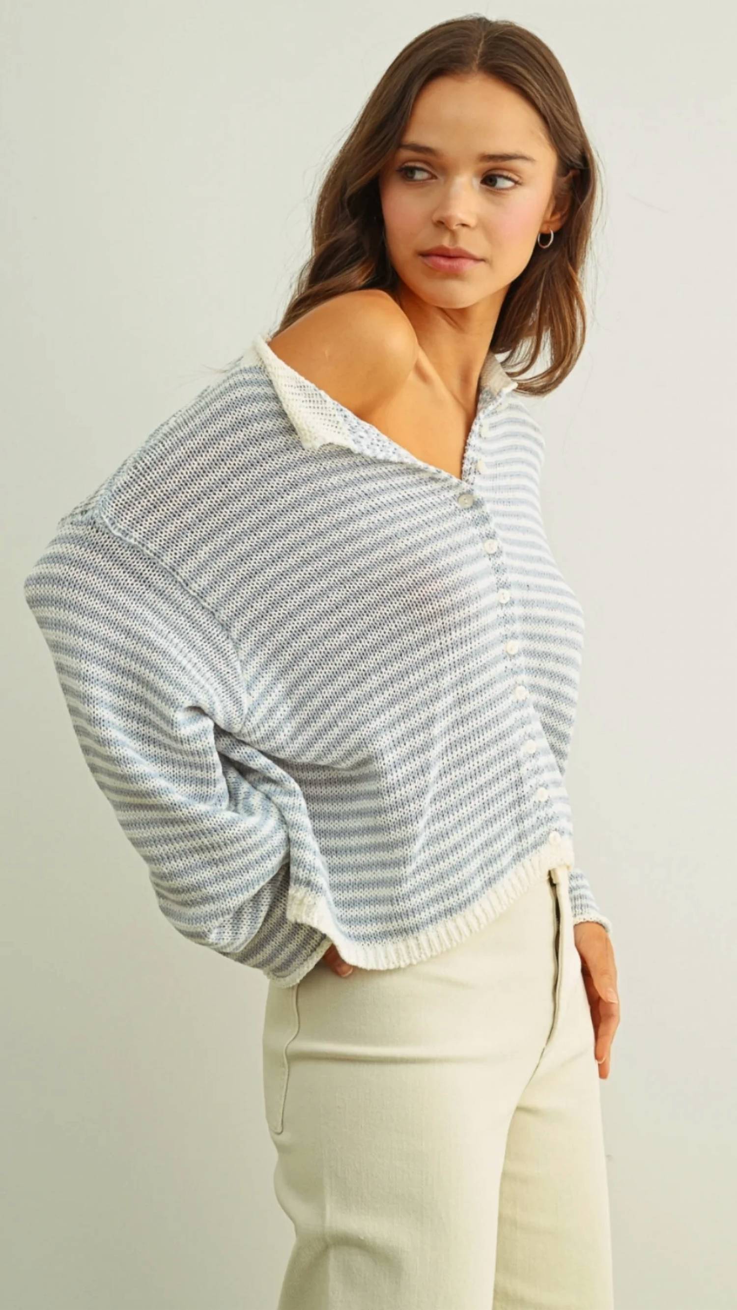 Miou Muse - Button Front Knit Cardigan
