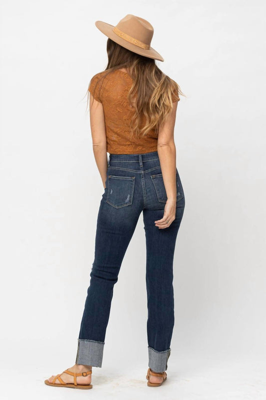 Judy Blue - Mid Rise Minimal Destroy Straight Jeans