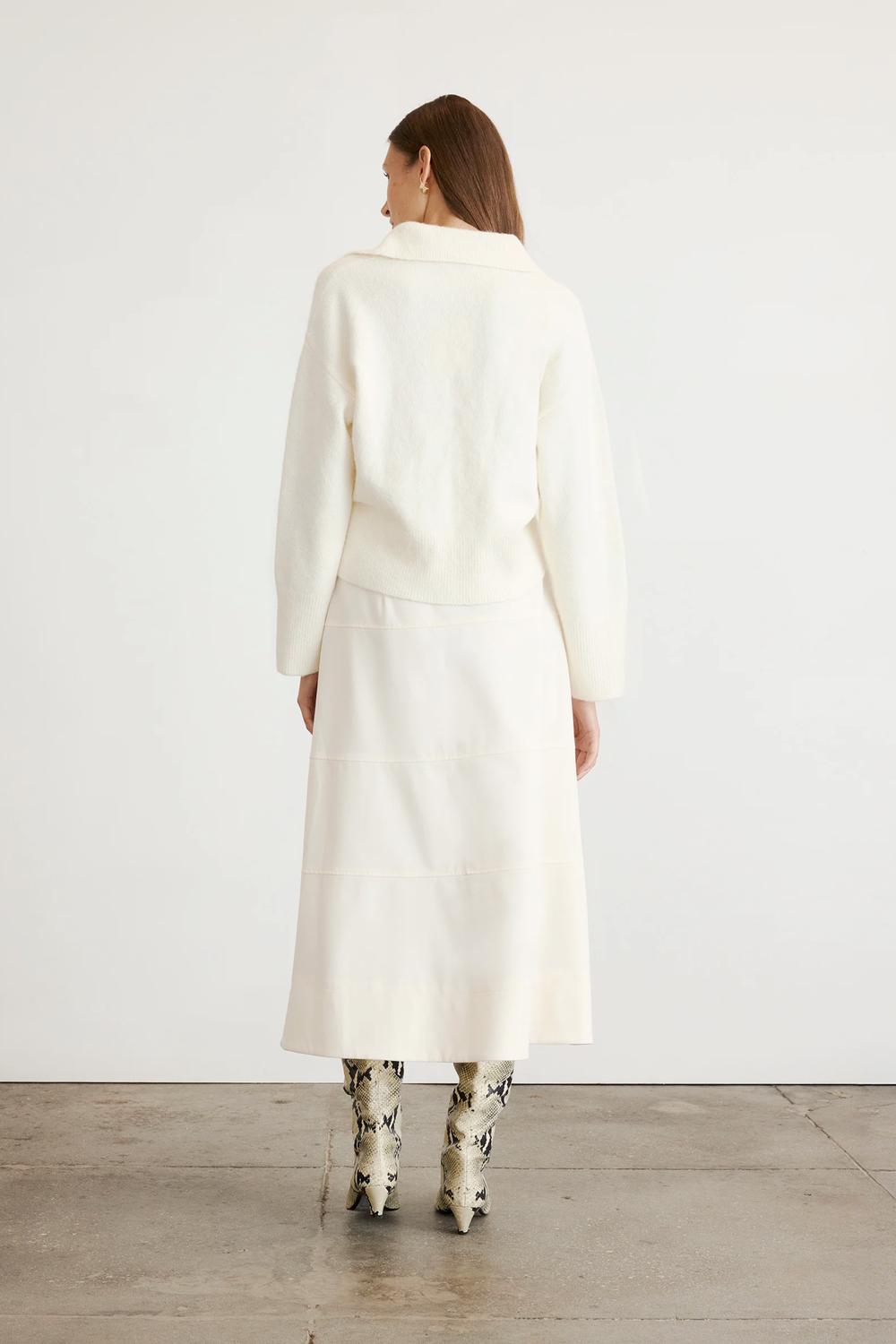 TANYA TAYLOR Hudson Midi Skirt in cream - women's skirt - alternate view