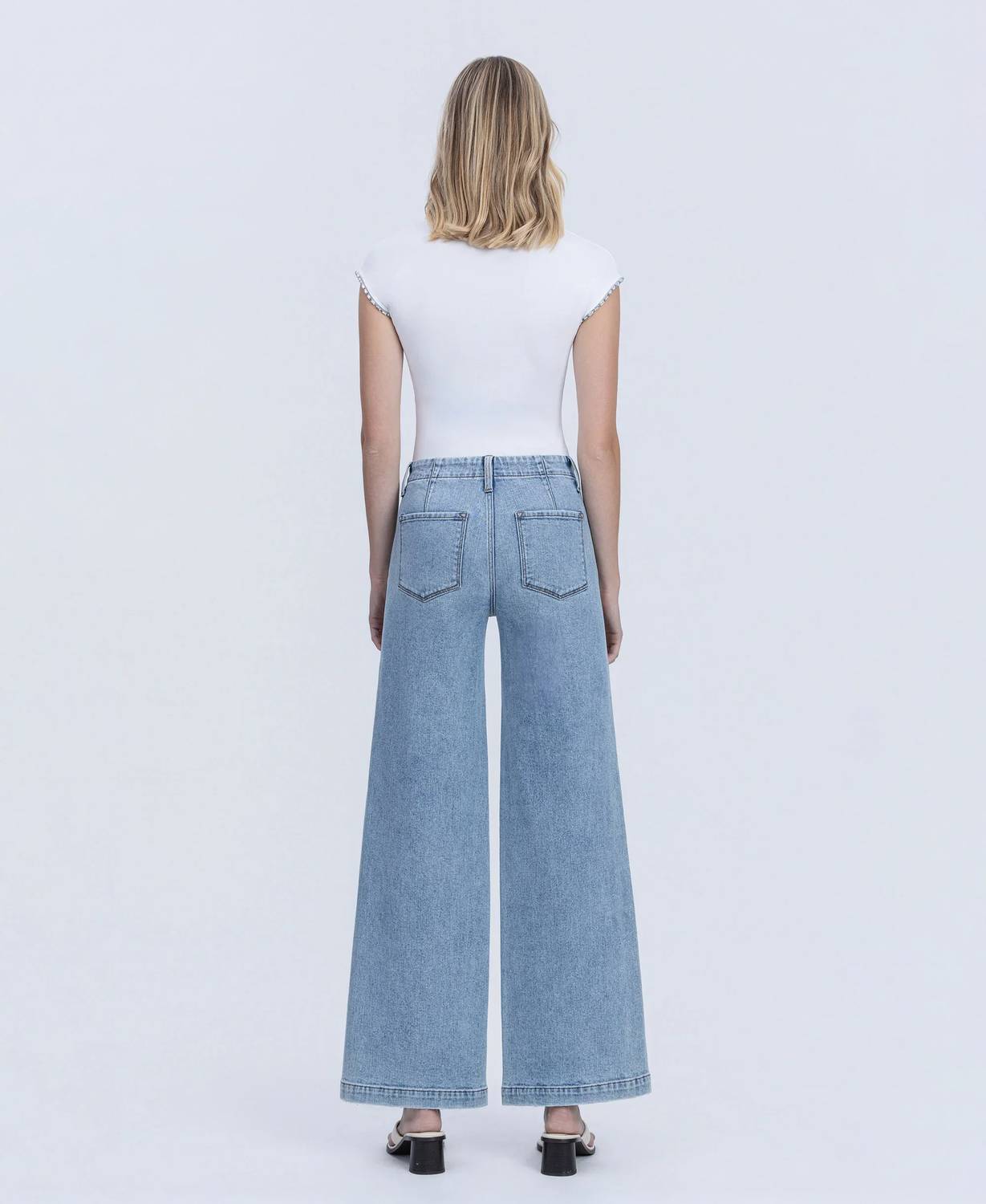 Flying Monkey - High Rise Trouser Hem Twist Wide Leg Jeans