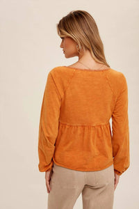Hem & Thread Totally Over You Top in orange - women's long sleeve top - view 4