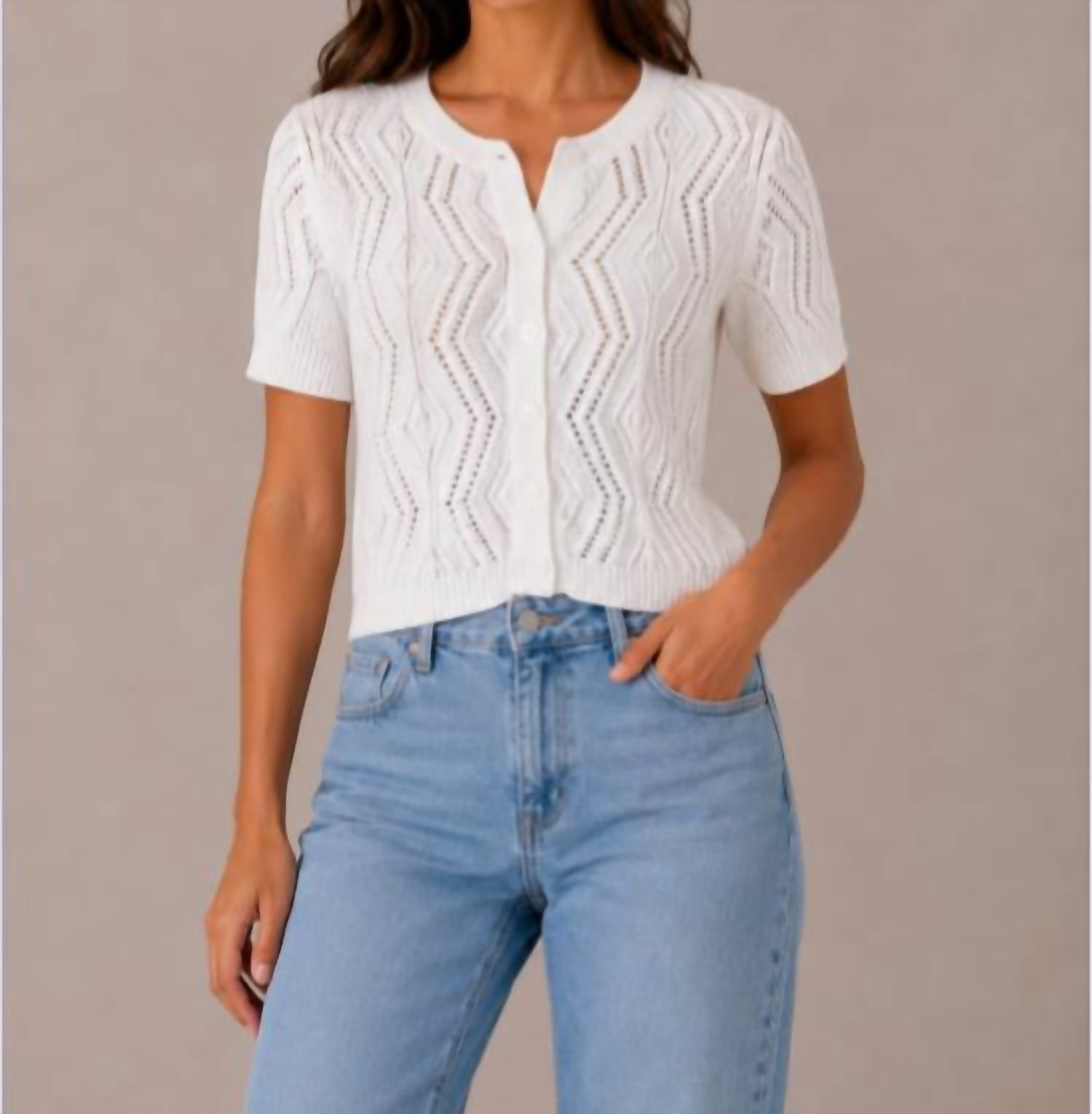 J. Society - Pointelle Short Sleeve Cardigan