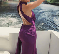 Mac Duggal - Leena Open Back High Neck Side Ruched Gown