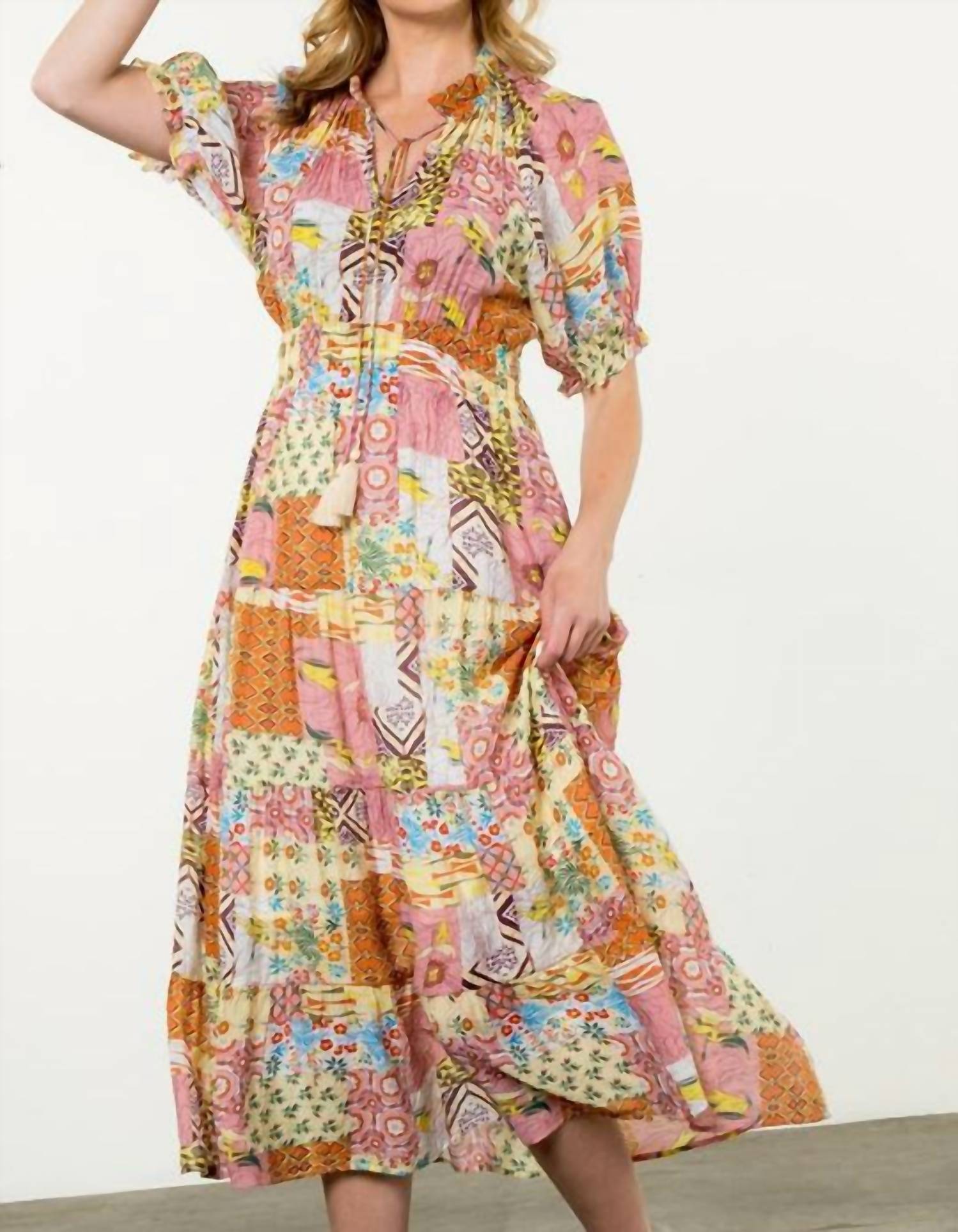 Thml - Floral Quilted Pattern Midi Dress