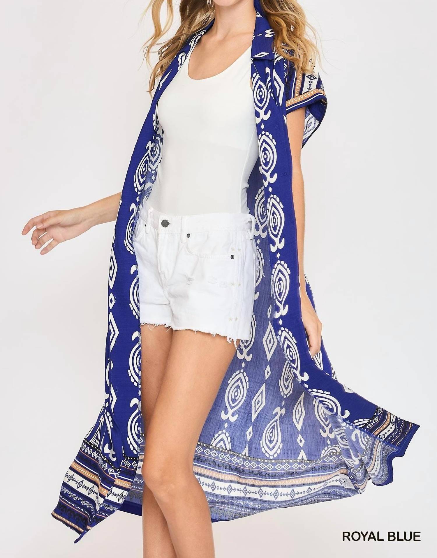 Umgee - Border Print Collared Midi Dress