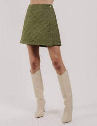 LOVE THE LABEL Melanie Quilted Mini Skirt in olive - women's skirt