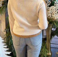 PINCH Contrast Trim Side Stripe Detail Sweater in ivory - women's sweater - alternate view