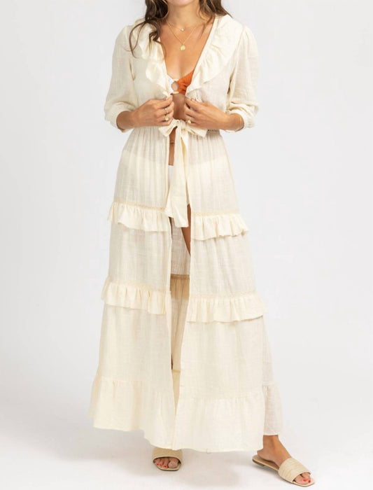 GAUZE RUFFLE DUSTER COVERUP