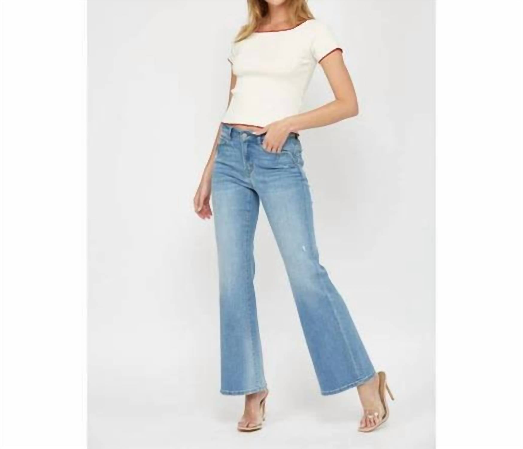 Mica Denim - Mid Rise Slight Flare Jeans