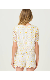Lilly Pulitzer Louise Top in resort white fresh as a daisy lace - women's t-shirt - detail view