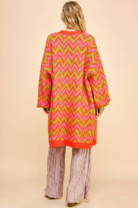 Davi & Dani - Cozy Chevron Open Cardigan