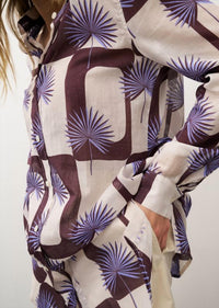 0039 Italy Taya Fan Print Cotton Blouse in multi - women's blouse - view 4
